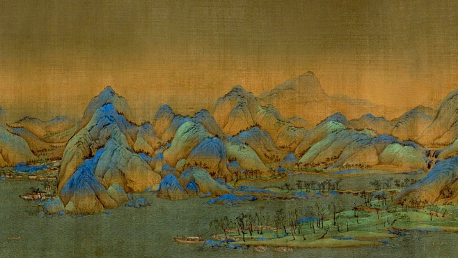 千里江山图是北宋少年画家王希孟18岁时创作的唯一传世作品，为绢本设色青绿山水长卷，现藏故宫博物院，位列中国十大传世名画。作品以石青、石绿矿物颜料绘就壮阔山河盛景，笔法工细，设色绚丽，是中国青绿山水画的巅峰巨构